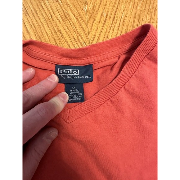 Polo Ralph Lauren Men’s Tshirt Red Size Medium Navy Blue Pony Logo - Picture 2 of 6